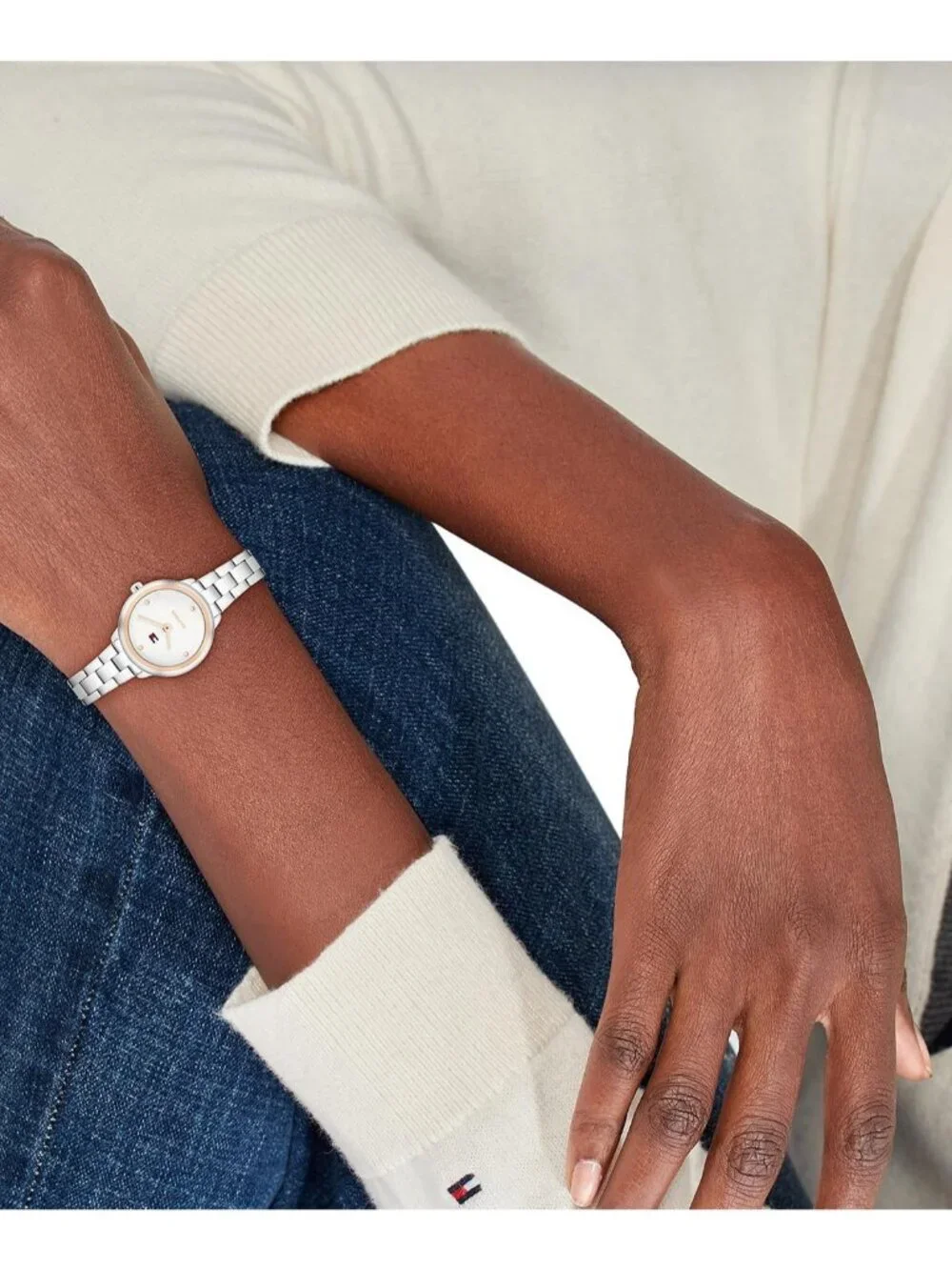 Women's Silver White Mini 26mm Stainless Steel Case Link Bracelet Wrist Watch